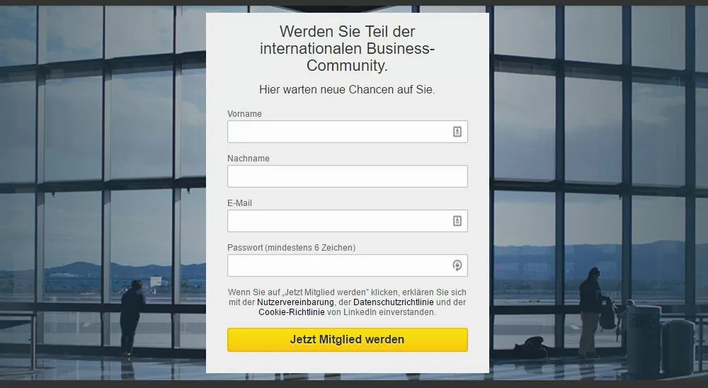 Screenshot Formular Linkedin