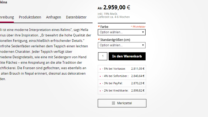 Materialrechner auf der Homepage von Lamisse Materialrechner auf der Lamisse-Homepage