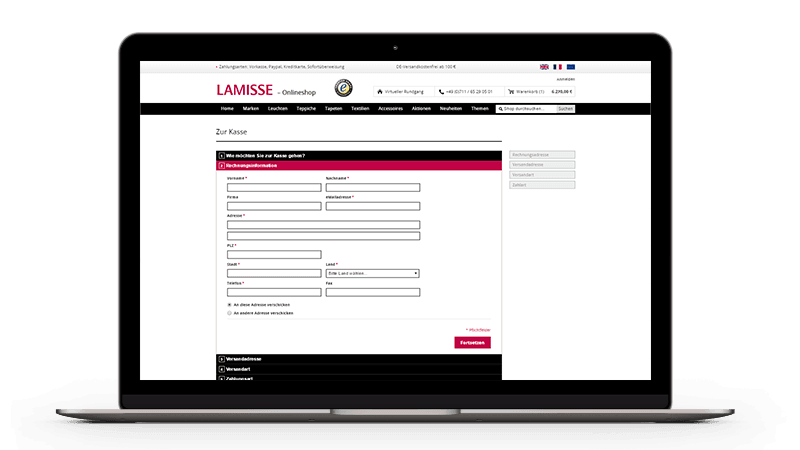 Bestellformular bei Lamisse Bestellformular bei Lamisse Screenshot