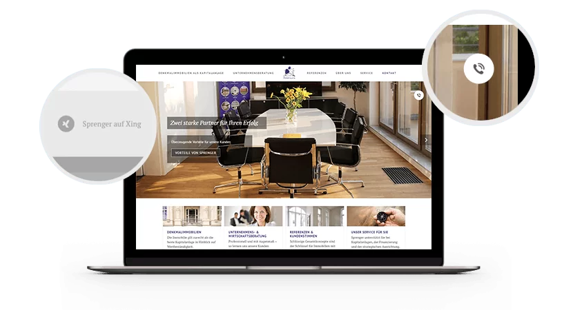 Sprenger Startseite Laptop mit Zoom