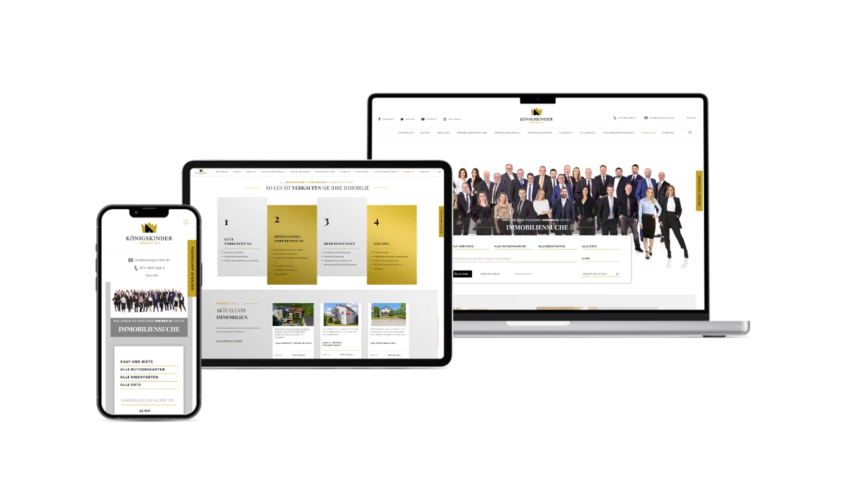 Ein Mockup von Königskinder Immobilien Ein Mockup von Königskinder Immobilien