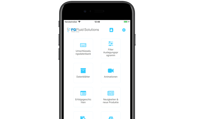 Übersicht Filtration Group App