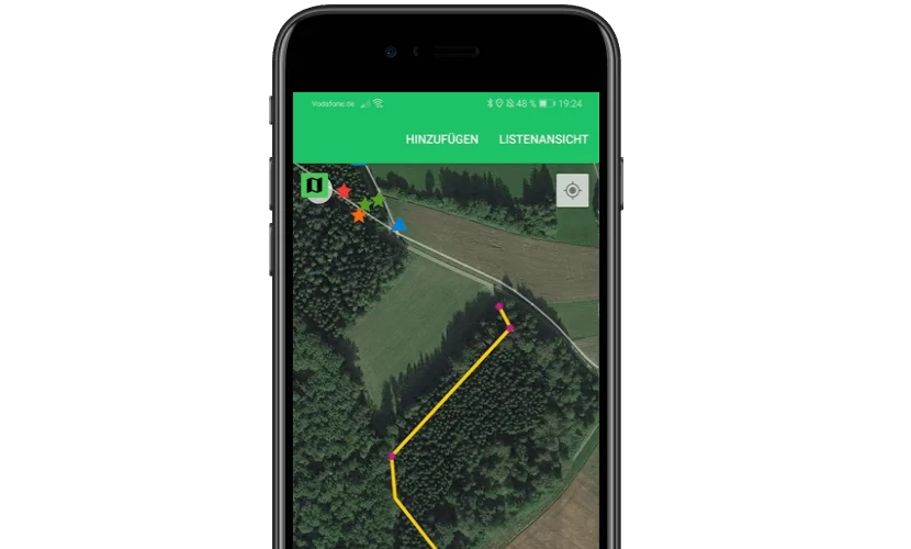 Forstunternehmen Widiner - Handy-App Ein Smartphone mit App