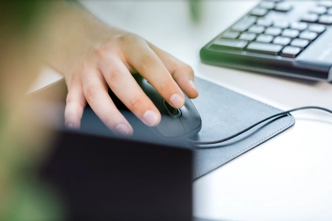 Maus mit Hand Maus mit Hand