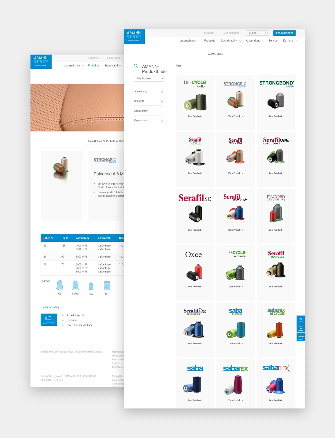 AMANN Produktdetailseite Produktdetailseite von der AMANN Webseite