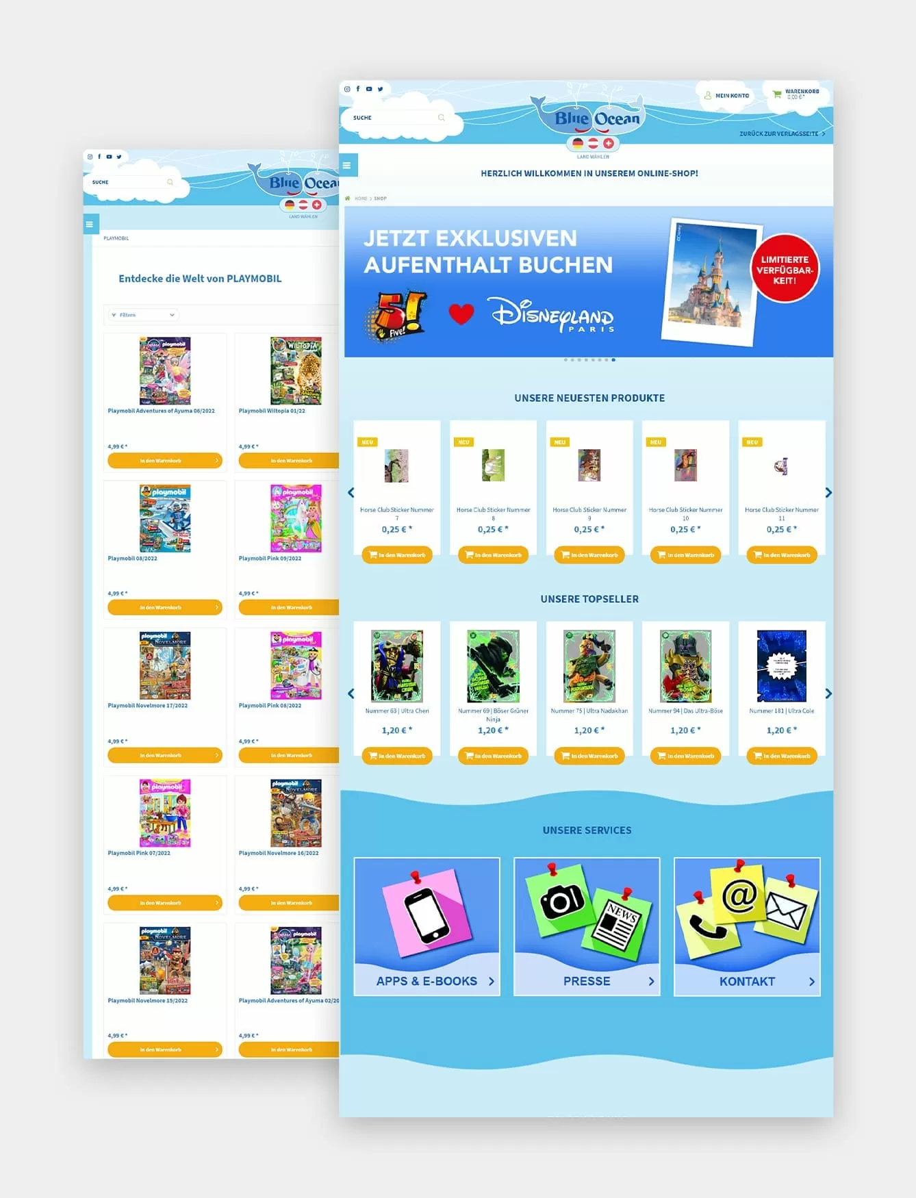 Blue Ocean Startseite Online-Shop Startseite vom Blue Ocean Online-Shop