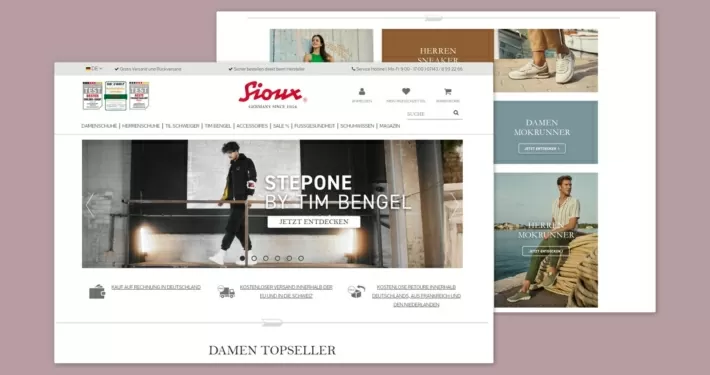 Startseite der Sioux Webseite