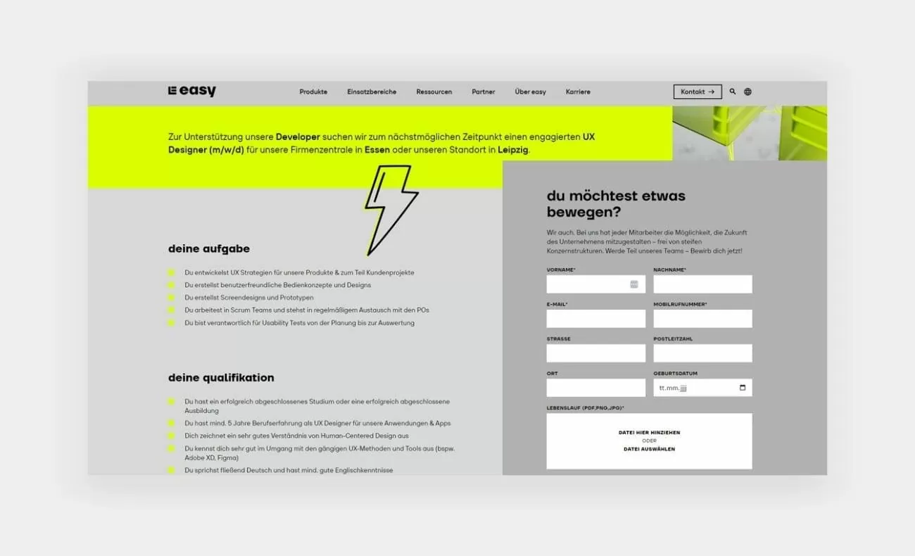 Easy Software Bewerbung Online-Bewerbungen bei Easy-Software
