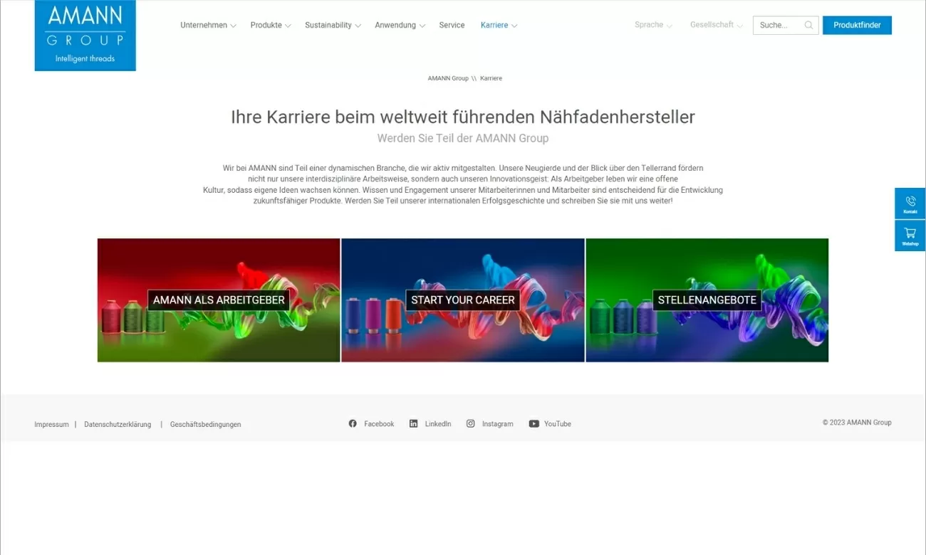 Amann Group Karriere Übersicht der offenen Stellen der Amann Group