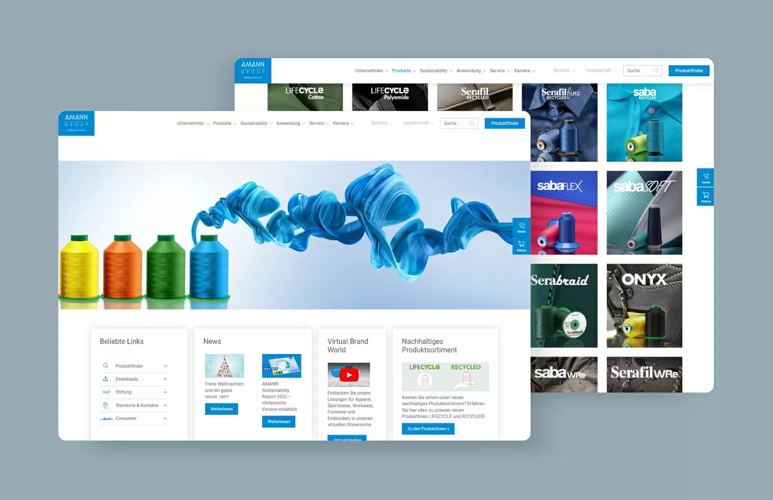 Ein Referenzbild von der Startseite. Ein Referenzbild mit Produktkategorie.