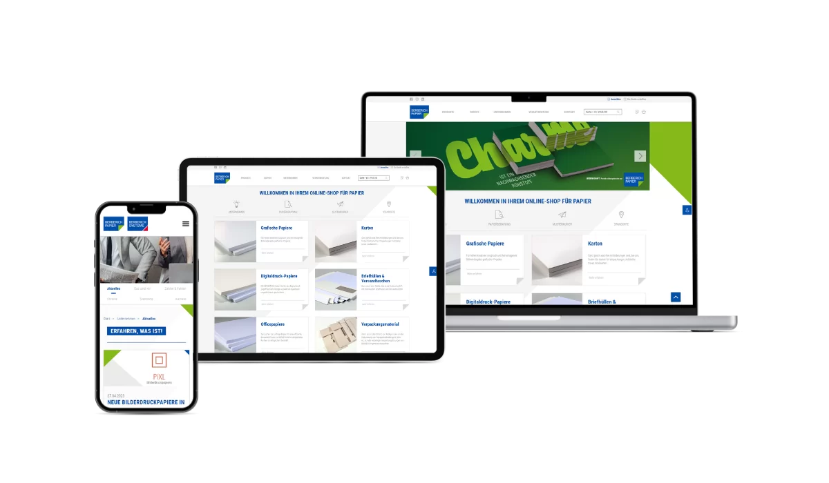 berberich-startseite-unternehmen Darstellung der Startseite und Kontaktseite auf iPhone, iPad und Macbook von dem Berberich Online-Shop