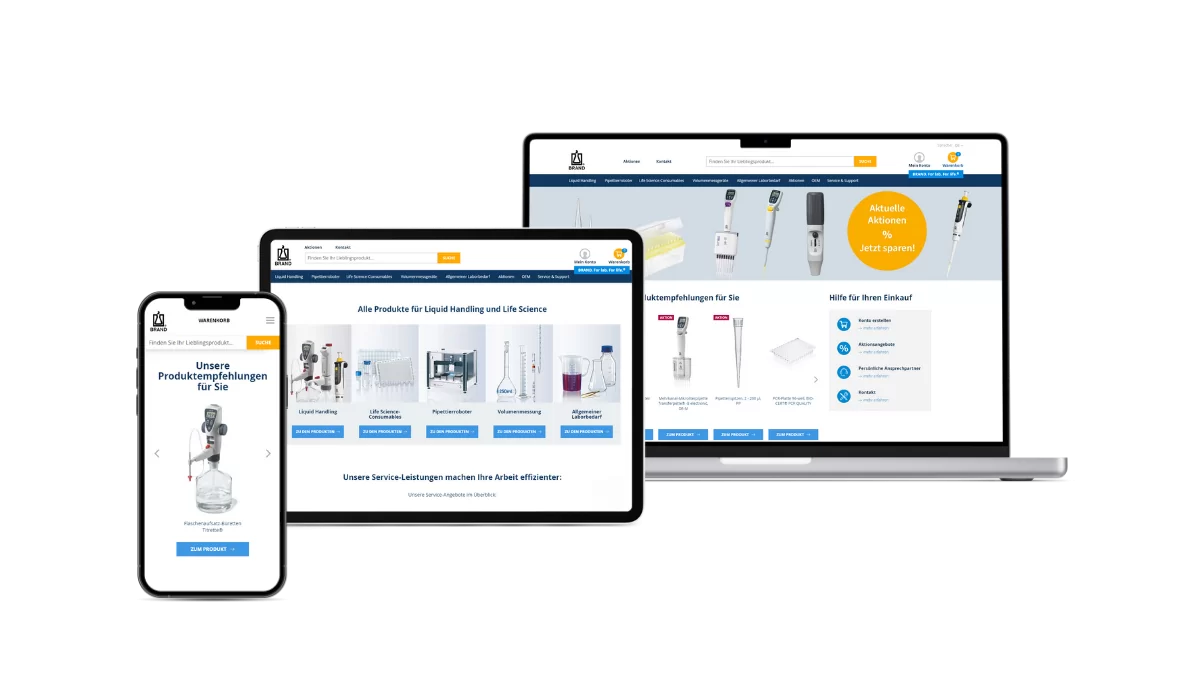 Brand Startseite und Kategorieseite Webauftritt der Brand