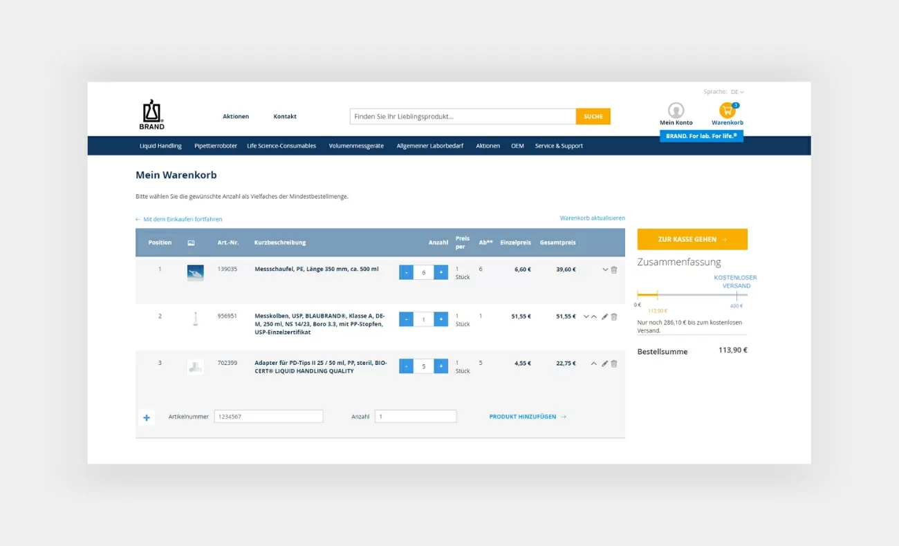 BRAND Warenkorb BRAND Warenkorb