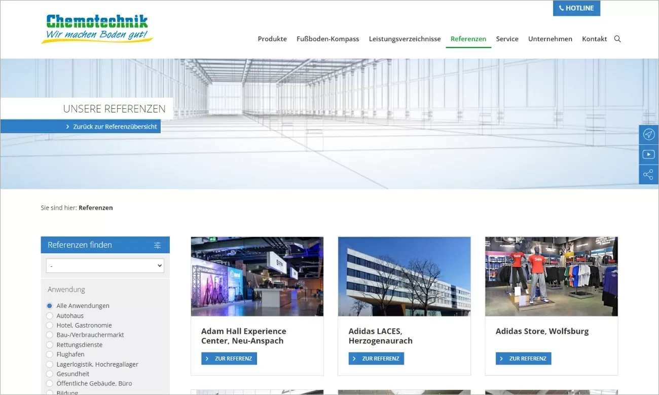 Chemotechnik Referenzen Ein Auszug der Referenzen von Chemotechnik mit Filter nach Anwendungsbereich