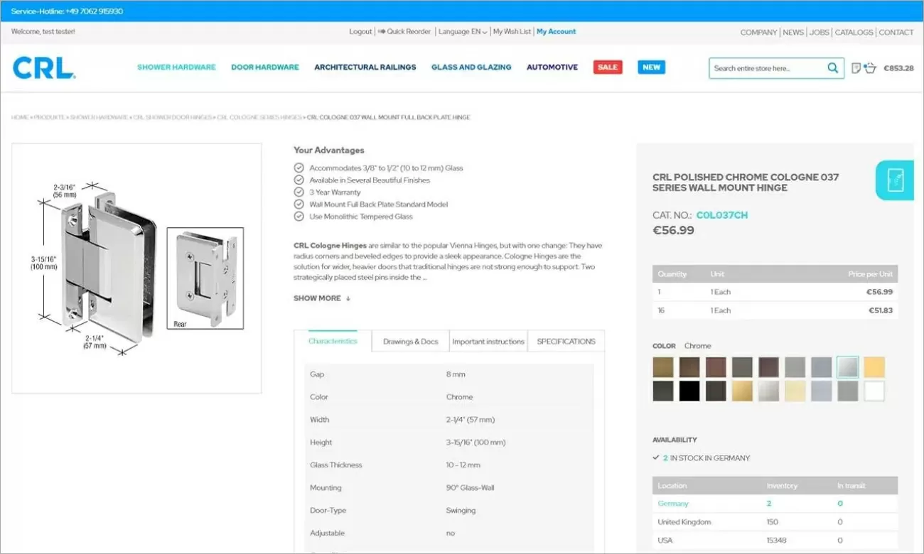 CRL Internationalisierung länderspezifischen Ausgaben Englische Produktseite im CRL Online-Shop