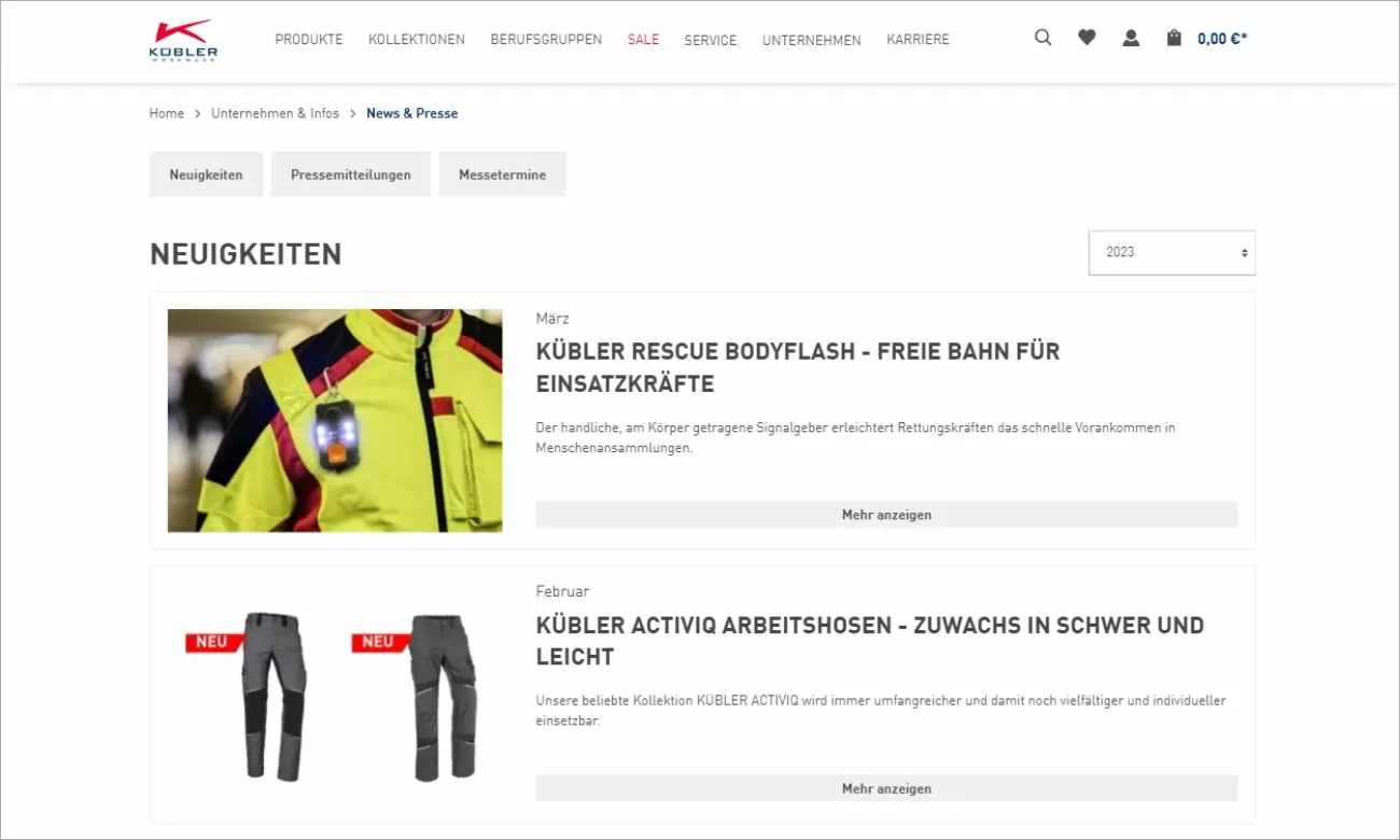 Kübler Workwear Presse-Seite Die Neuigkeiten und Presse-Seite von Kübler Workwear