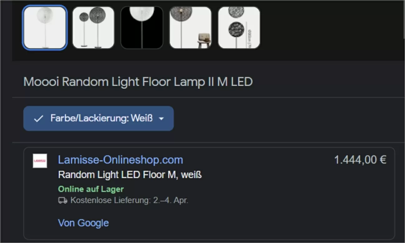 Lamisse Google Shopping Anbindung Google Shopping bei dem Lamisse Onlineshop