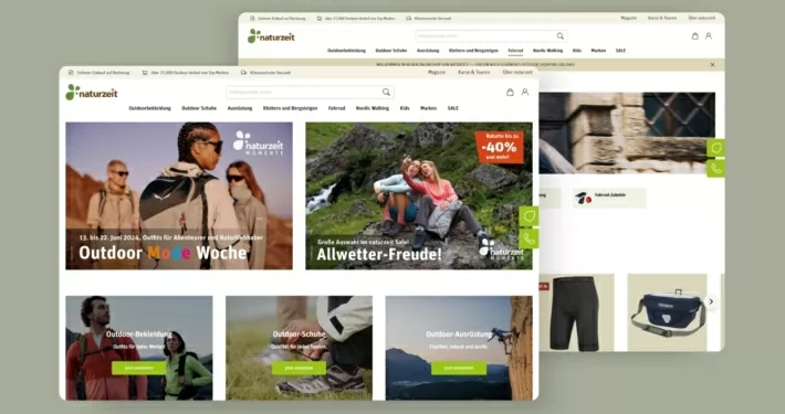 Naturzeit Startseite und die Kategorieseite Fahrrad