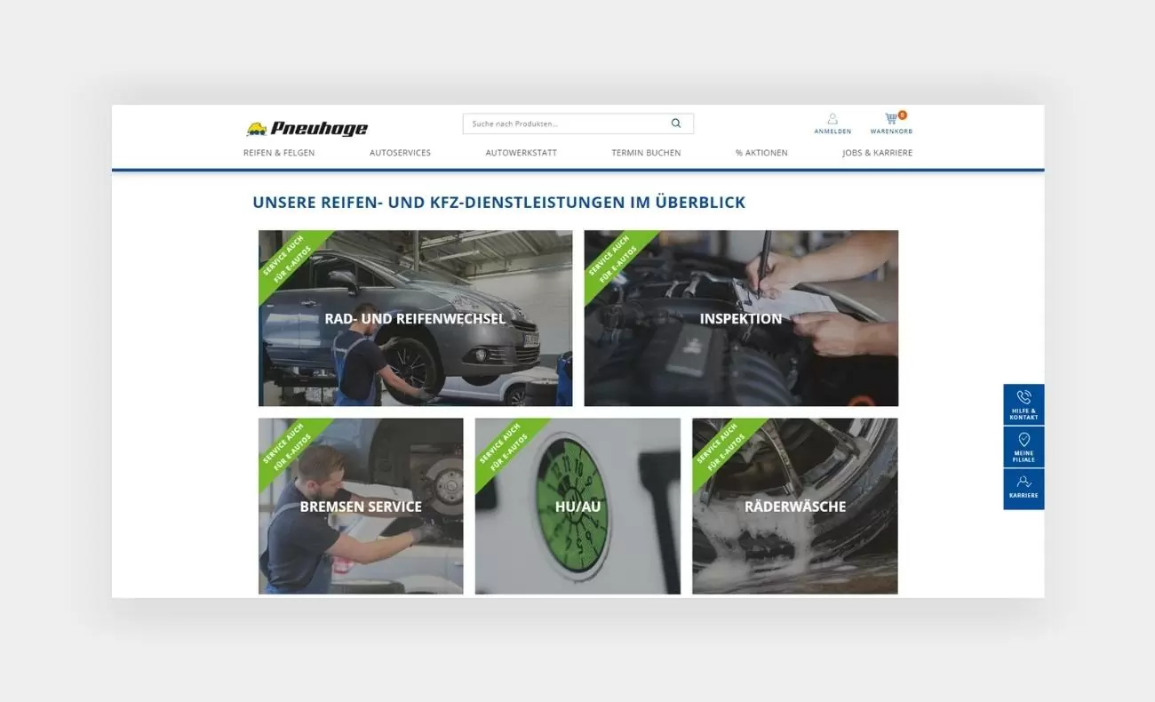 Pneuhage Dienstleistungen Referenz des Standortfinders von Pneuhage