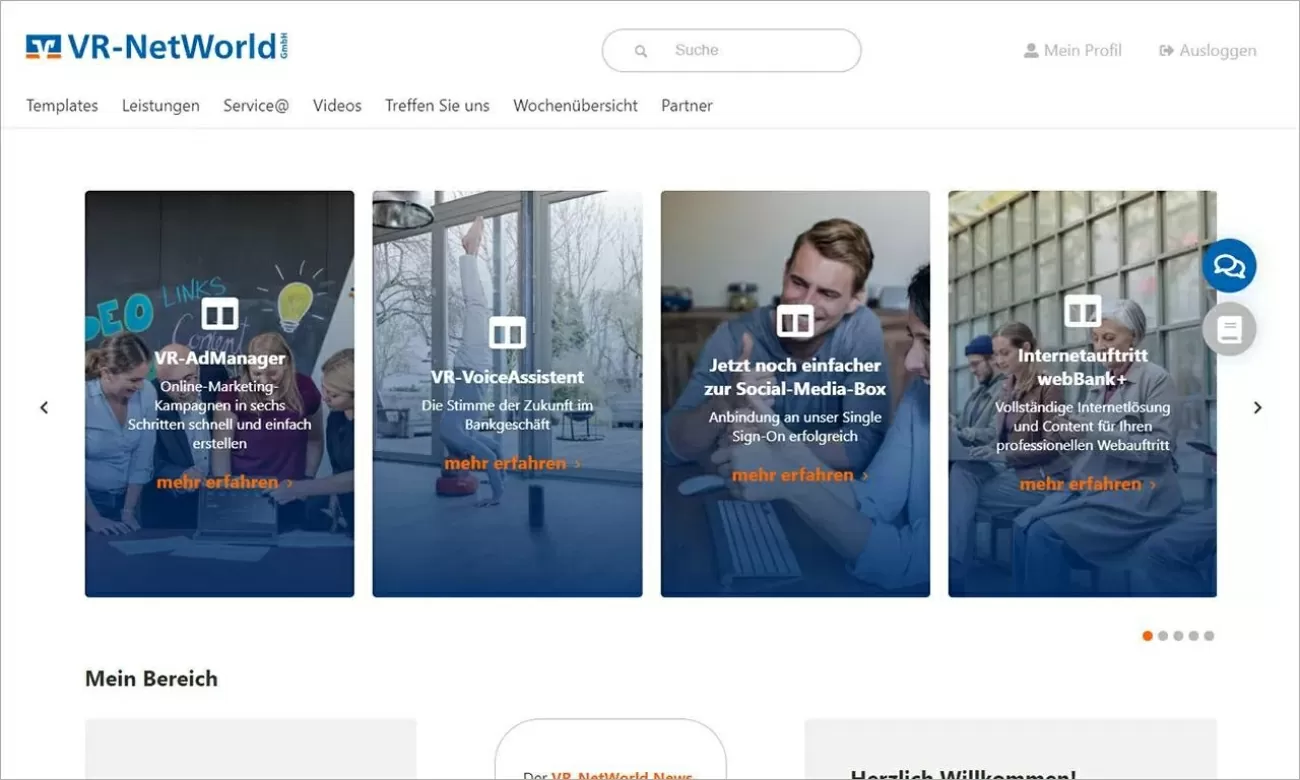 VR Networld Community Intergration VR-NetWorld: VR-AdMangaer, VR-Voice-Assistent, Jetzt noch einfacher zur Social-Media-Box, Internetauftritt webBank+