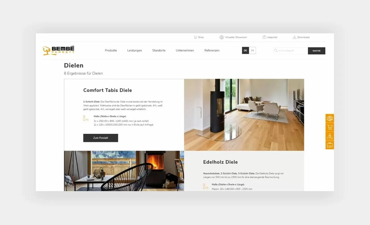 Suchergebnisse zu "Dielen" in Suche von WordPress-Webseite Bembé Parkett Referenzgrafik der Dielen im Produktfinder von Bembé Parkett