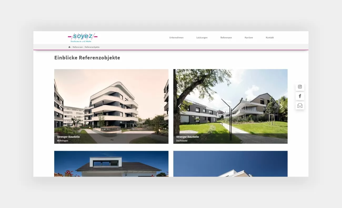 Referenzobjekte von Soyez Referenzgrafik mit Kacheln der Referenzobjekte von Soyez