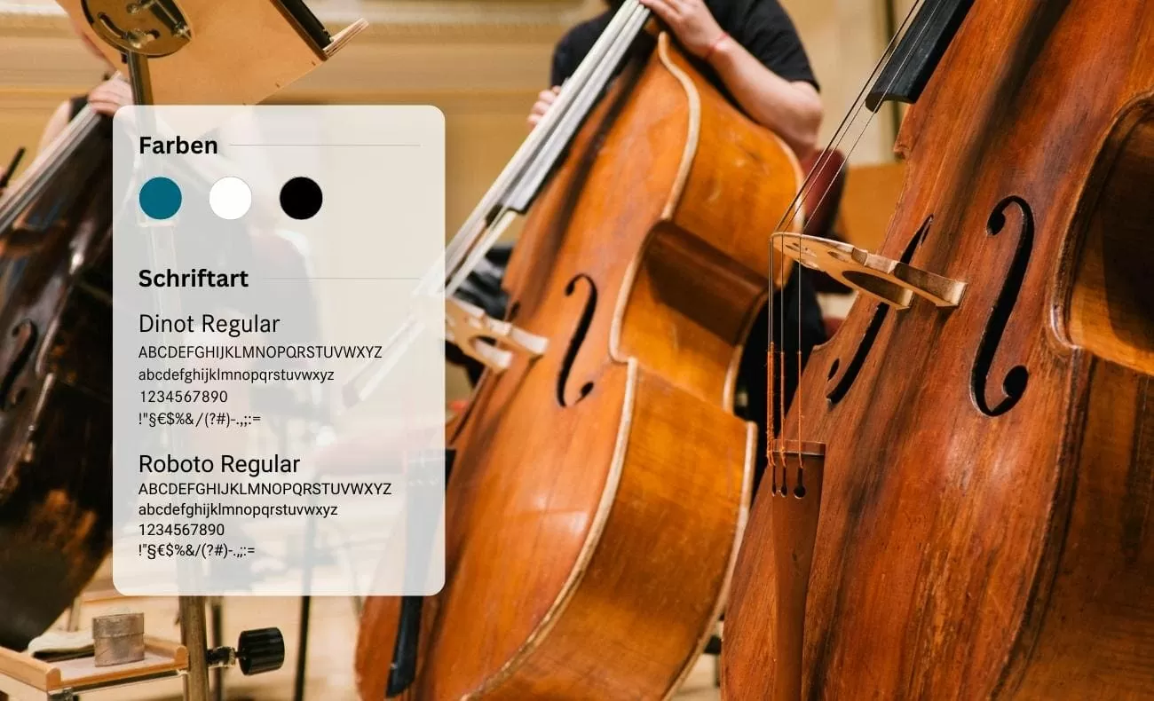 Daimler Musikgemeinschaft Styleguide Übersicht des Styleguide von Daimler-Musikgemeinschaft. Verwendete Farben sind Blau, Weiß und Schwarz. Die verwendeten Schriftarten sind Dinot und Roboto