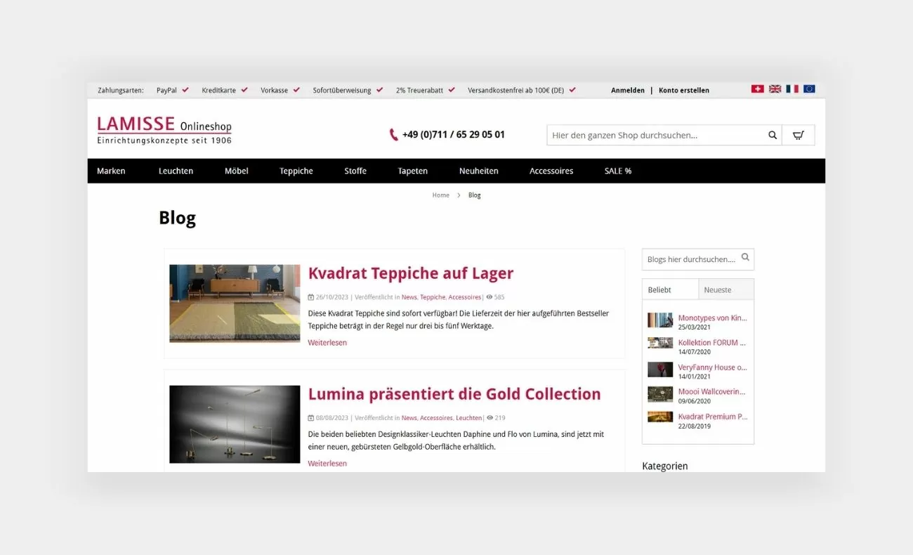 Lamisse Blog Referenz von der Blogseite aus dem Lamisse Onlineshop