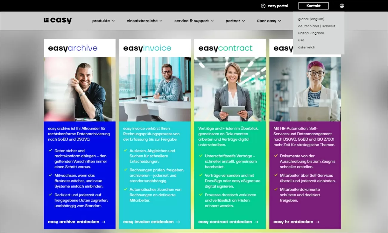 Easy-Software Usability und Mehrsprachigkeit Benutzerfreundliche Bedienung und mehrere Sprachen auswählbar bei Easy-Software