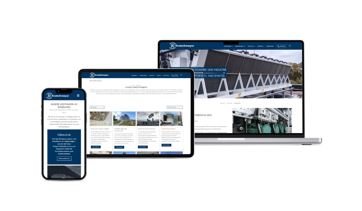 Responsive Webseite von Kratschmayer Ein Mockup von Kratschmayer Gruppe