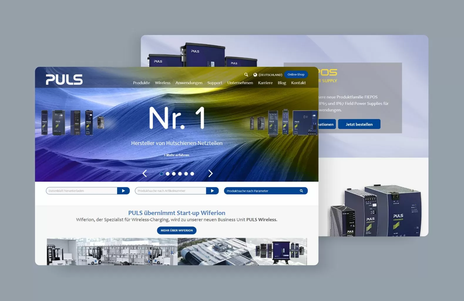 Ein Mockup von Puls Power Startseite