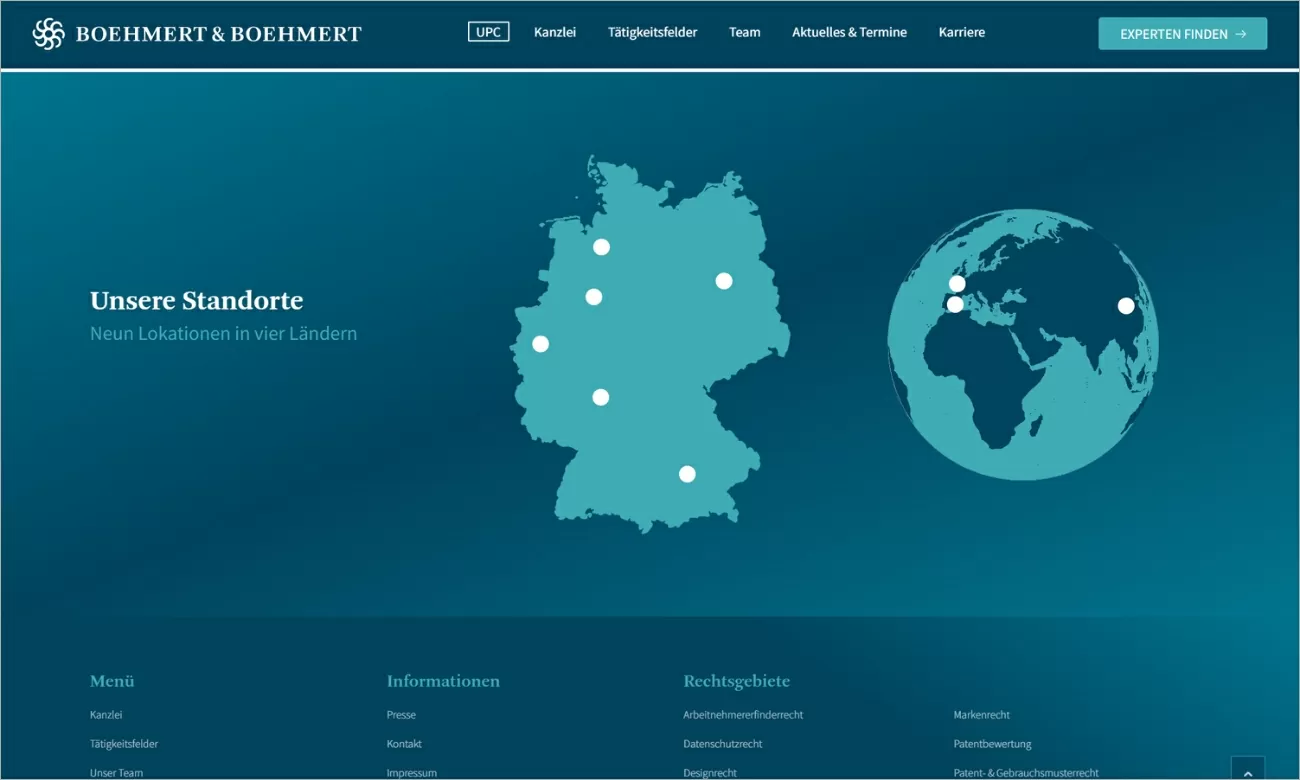 Boehmert unsere Standorte Highlight von Boehmert & Boehmert mit den Standorten der Kanzlei