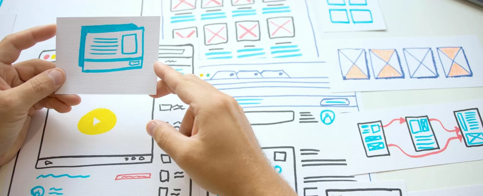 Olanung einer Webseite mit Wireframes.