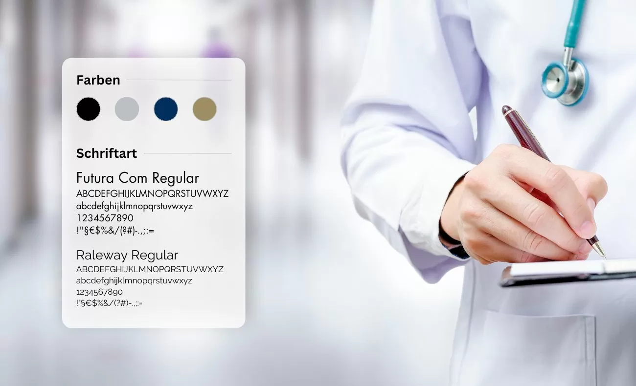 Primo Medico Styleguide Styleguide von Primo Medico. Verwendete Farben sind Schwarz, Grau Blau und ein Goldbraun. Auf der Webseite finden sich die Schriftart Futura Com und Raleway.