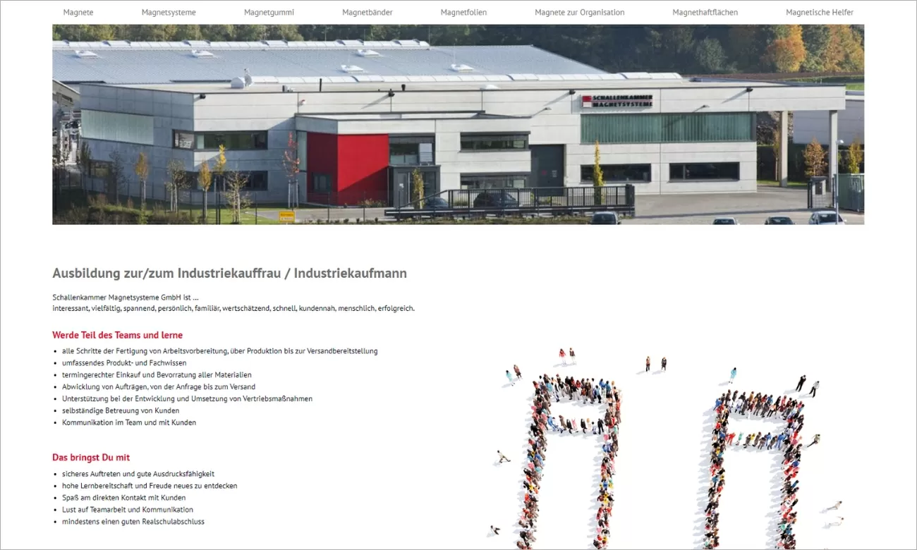 Schallenkammer Recruiting Screenshot von einer Stellenanzeige von Schallenkammer