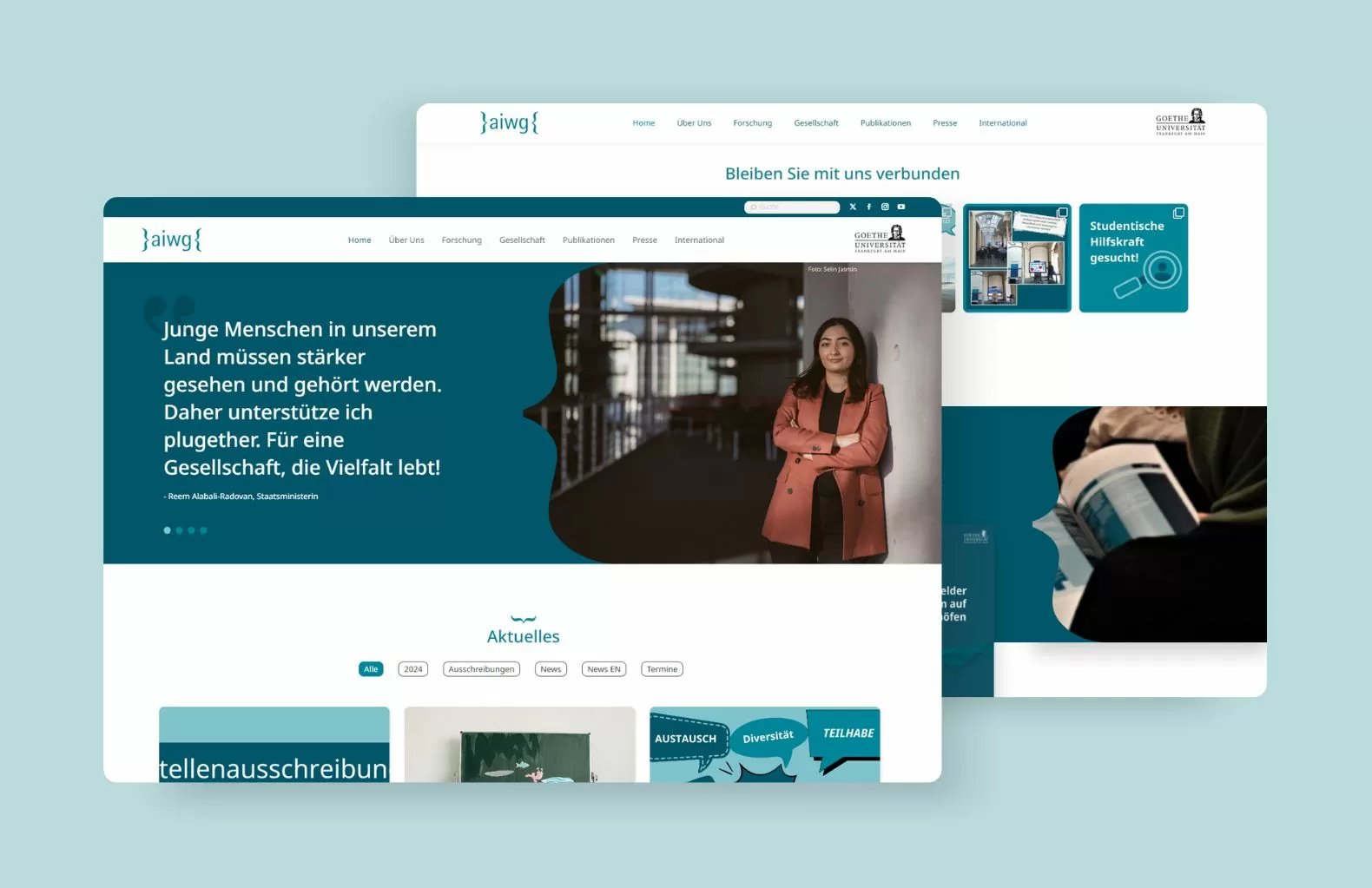 Referenz Teaser mit der Startseite von AIWG